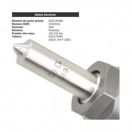 Inyector Diesel Bosch para BL60 Volvo 4.0 D4D y KHD Deutz, 0432193486, 02113133, 2113133, 24425916