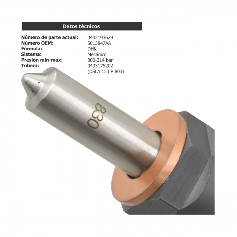 Inyector Diesel Bosch para 2500, 3500, Dodge RAM, 5.9 Cummins, 215-235 HP, 1998-2004, 0432193629, 3944828, 05013847AA, 5013847AA