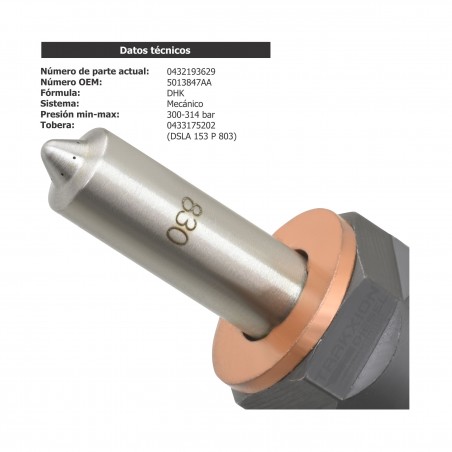 Inyector Diesel Bosch para 2500, 3500, Dodge RAM, 5.9 Cummins, 215-235 HP, 1998-2004, 0432193629, 3944828, 05013847AA, 5013847AA