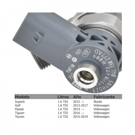 Inyector Diesel para A1, A3, 1.6 TDI Audi, Golf, Passat, 1.6 TDI VW, 0445110472, 0445110473, 0986435259, 04L130277A, 04L130277AD