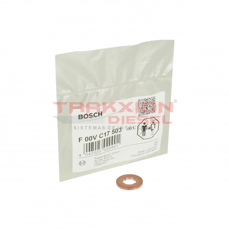 Arandela (rondana) de cobre de tobera de inyector Diesel, Bosch F00VC17503