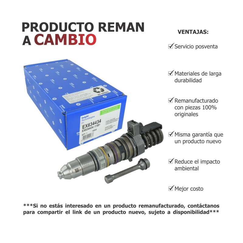 Inyector Diesel Reman EX634434, 4954434 Delphi para ISX 15.0 Cummins, CPL 1437, 2732, 3229, 3459