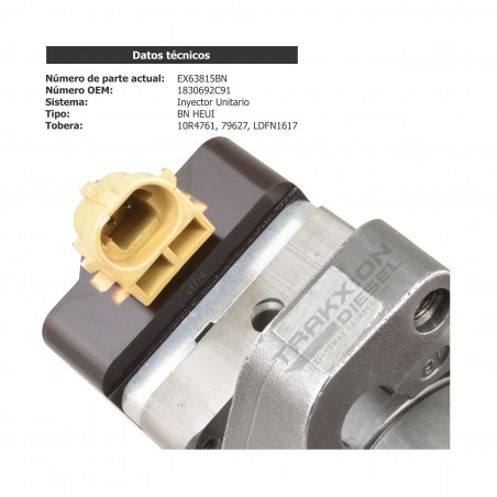 Inyector Diesel Reman HEUI BN AP63813BN, AP63913BN, EX63815BN, BN1830691C1 para DT530, HT530, Navistar, 250-340 HP, 2000-2003