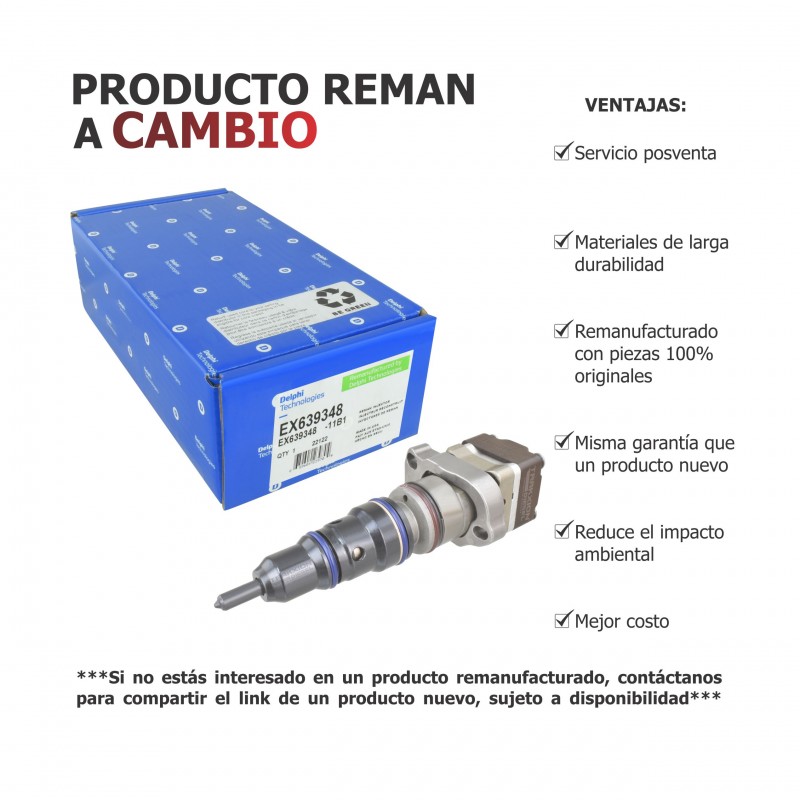 Inyector Diesel Reman Delphi 1459360, 1551819, 1719704, 1731012, 1734566, 1739379,1881320, 2225965, EX639348 para 3126B CAT