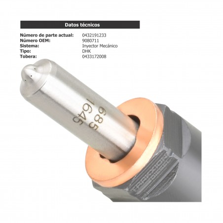 Inyector Diesel 0432191233, 9080711, Bosch para Liebherr