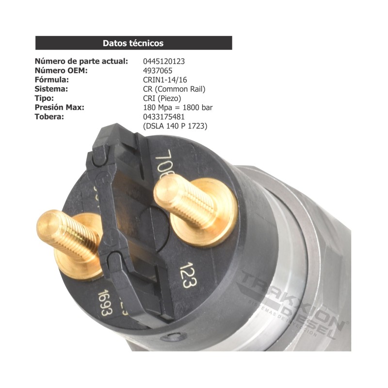 Inyector Diesel Bosch 0445120123 equivalente Cummins 4937065, Dongfeng D4937065, Tata 570107999907 para 3.9 y 5.9 ISBe Cummins