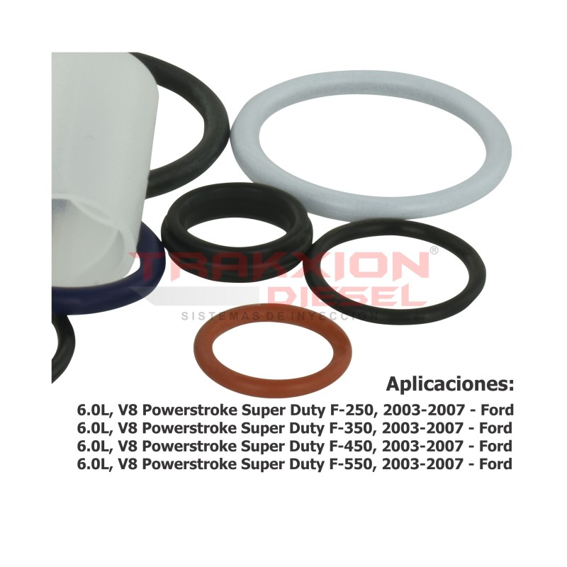 Juego de juntas, Sellos, Ligas Seven de inyector Diesel para 6.0 V8 PowerStroke Super Duty, F-250 F-350 F-450 F-550 03-07 Ford