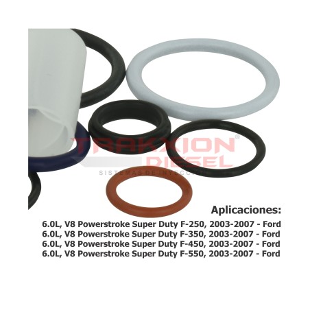 Juego de juntas, Sellos, Ligas Seven de inyector Diesel para 6.0 V8 PowerStroke Super Duty, F-250 F-350 F-450 F-550 03-07 Ford