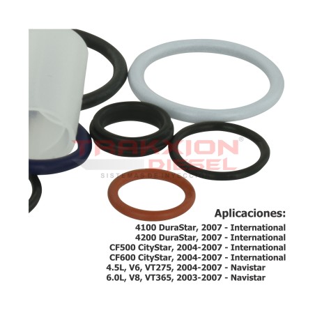 Juego de juntas, Sellos, Ligas Seven de inyector Diesel para VT365 MaxxForce7 Navistar, 4100 y 4200 DuraStar International 2007