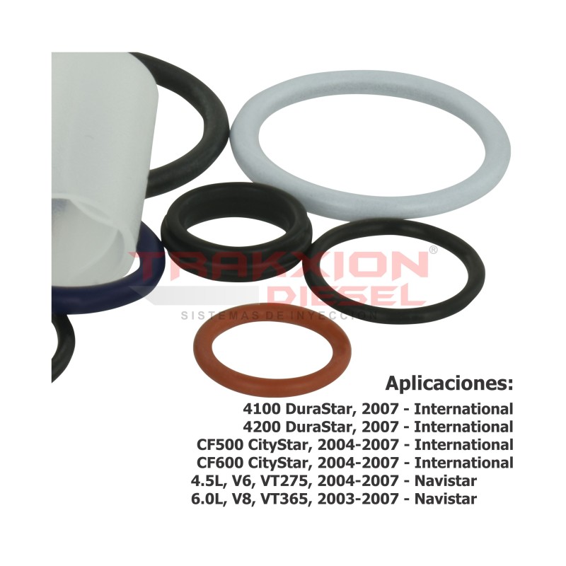 Juego de juntas, Sellos, Ligas Seven de inyector Diesel para 4.5 CF600 CityStar International, VT275 y MaxxForce5 Navistar 06-10