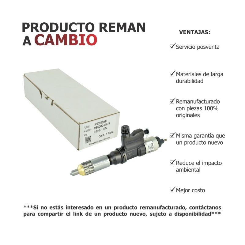 Inyector Diesel Reman 095000-547#, 8973297036, 8-97329703-6 para Isuzu ELF 400, 450, 500, 600