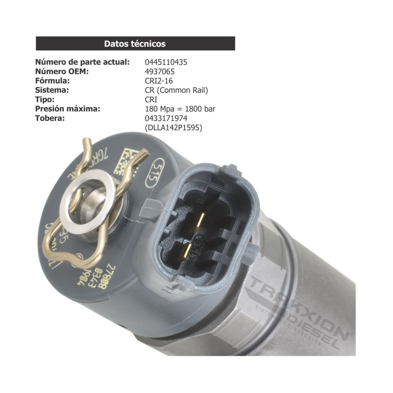 Inyector Diesel Bosch 0445110435, 0986435227, 504386427 para Ducato 2.3 Maxi Multijet, Fiat, 2006-2015