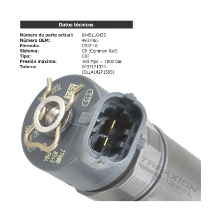 Inyector Diesel Bosch 0445110435, 0986435227, 504386427 para Ducato 2.3 Maxi Multijet, Fiat, 2006-2015