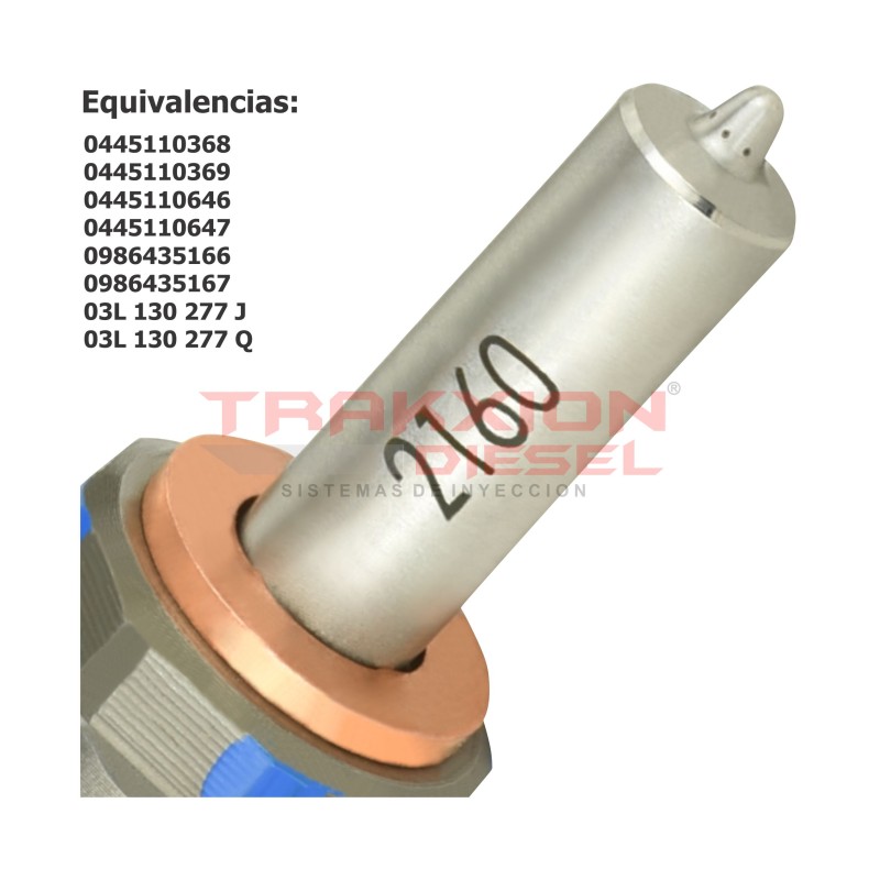 Inyector Diesel Reman para 2.0 TDI, Amarok, Crafter Biturbo, Jetta VW y Q3, Q5 Audi, 0445110369 0445110646 0445110647 03L130277Q