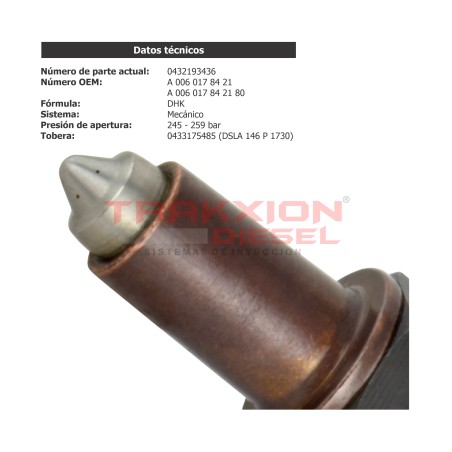 Inyector Diesel Bosch 0432193436 para OM924, OM926, Atego, Axor, Mercedes Benz, A0060178421