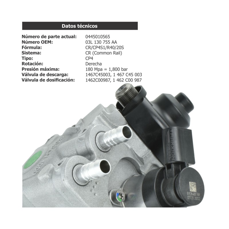 Bomba de inyección Diesel Reman CP4 Bosch 0445010565, 0445010566, 03L130755AB para 2.0 TDI, Amarok, Crafter, Jetta, Volkswagen