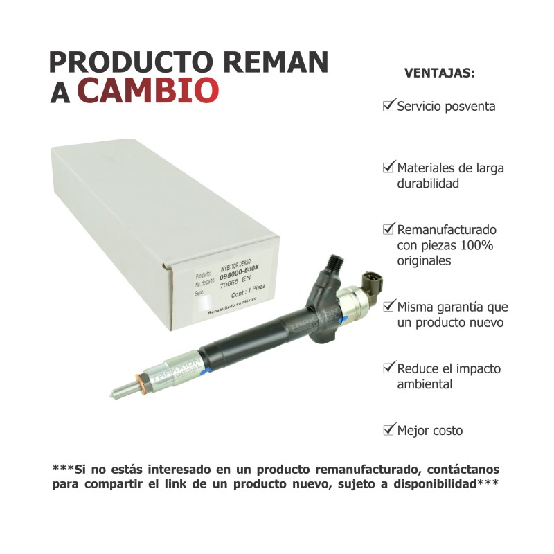 Inyector Diesel Reman 095000-580#, 095000-5801, DCRI105800 para Transit 2.2 Duratorq Ford