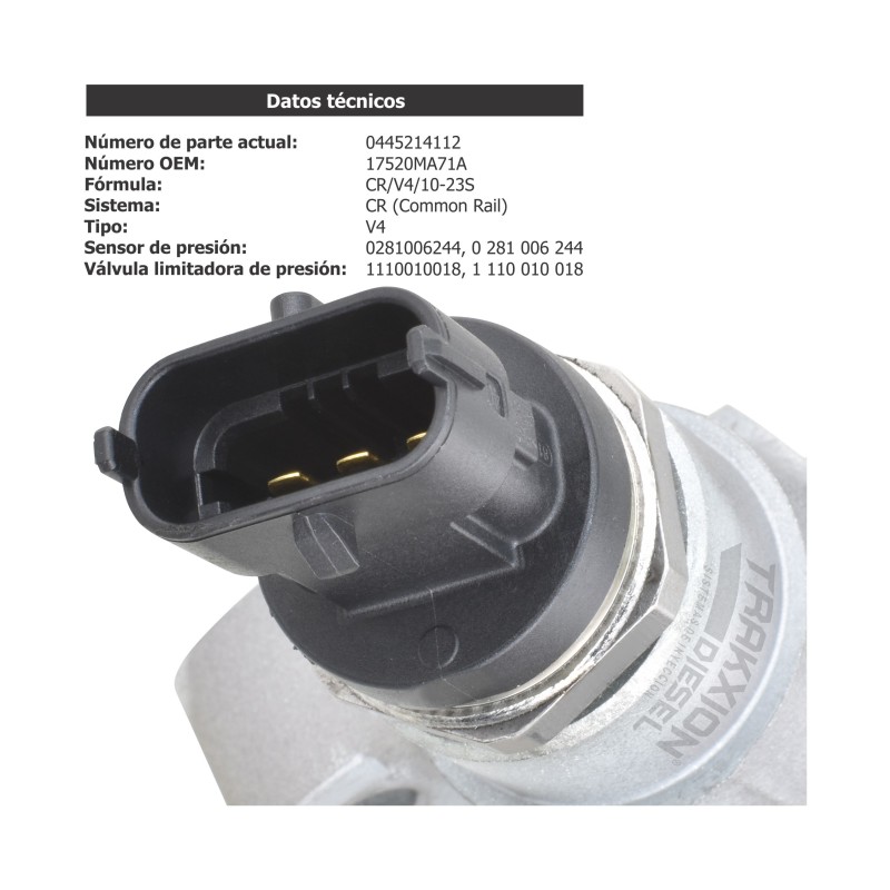 Riel acumulador de presión Diesel Reman 0445214112, 17520-MA71A para Urvan 3.0 ZD30 Nissan