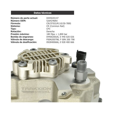 Bomba de inyección Diesel CP3 Bosch 0445020039, 0445020147, 3972814, 3972815, 4941064, 5264246 para Dodge RAM 5.9, ISB Cummins