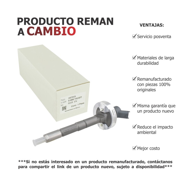 Inyector Diesel Reman a cambio, 0445110315, 0445110877, 16600-VZ20A, 16600-VZ20B para Urvan 3.0 ZD30 Nissan