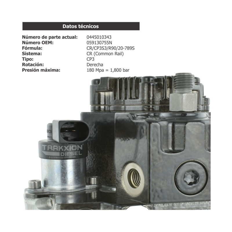 Bomba Diesel 0445010090, 0445010125, 0445010343, 059130755E, 059130755F, 059130755J, 059130755N para Crafter 2.5 TDI, 5 Cil, VW