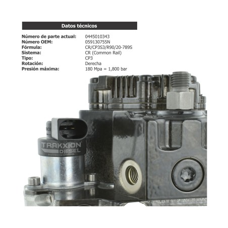 Bomba Diesel 0445010090, 0445010125, 0445010343, 059130755E, 059130755F, 059130755J, 059130755N para Crafter 2.5 TDI, 5 Cil, VW