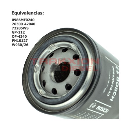 Filtro de aceite Bosch 0986MF0240, 26300-42040 para H100 2.5 Diesel Hyundai 2006-2013