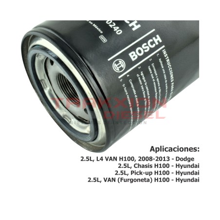 Filtro de aceite Bosch 0986MF0240, 26300-42040 para H100 2.5 Diesel Hyundai 2006-2013