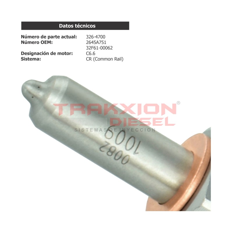 Inyector Diesel para C6.4 320D, 321D, 323D Excavadora Caterpillar, 326-4700, 32F61-00062, 2645A751, 10R7675, 10R-7675