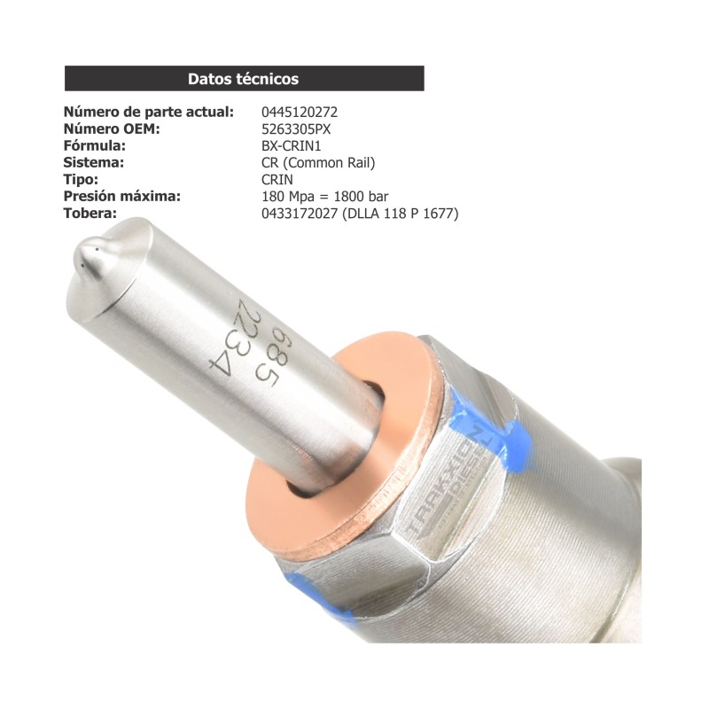Inyector Diesel CRIN Bosch Reman para Cummins 8.3 ISC, ISL, Pegasus, 0445120035, 0445120112, 0445120272, 5263305, 87581565