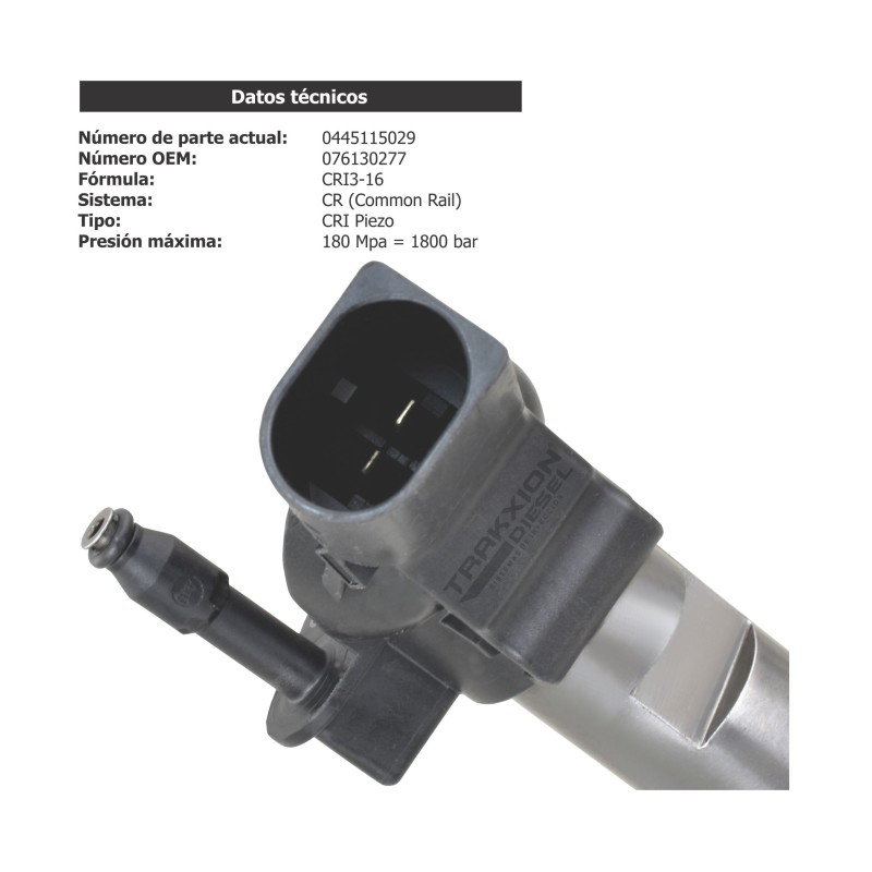 Inyector Diesel Reman 0445115028, 0445115029, 0986435352, 076130277, 076130277A para Crafter 2.5 TDI, 5 Cilindros, VW