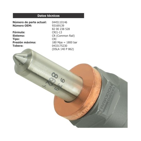 Inyector Diesel 0445110146, 7700111014, 7700116046, 8200212715, 8200238528, 8201408754 para Trafic II 1.9 dCi, Renault 2001-2014