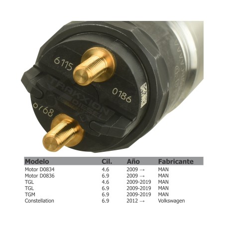 Inyector Diesel 0445120186, 51101006115, 51101009115, 07W130205A para TGL, TGM, Constellation, Volksbus, D0834, D0836, MAN y VW