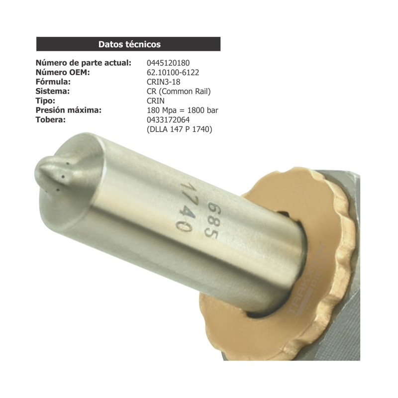 Inyector Diesel 0445120180, 0986435567, 3005556C91 para ProStar, TranStar, WorkStar, MaxxForce 13 Navistar, International, 08-10