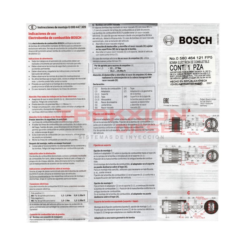 Bomba eléctrica Diesel Bosch 0580464121, 0580464122, 1K0906089A, 5N0906129B para 2.0 TDI, Caddy, Jetta, Transporter, VW