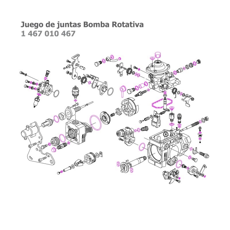 Juego de juntas de bomba rotativa Diesel VE Bosch 1467010467, 2856074, 93161531, 9947021, 9950888, 9968182, 5001183547, LDFF0006