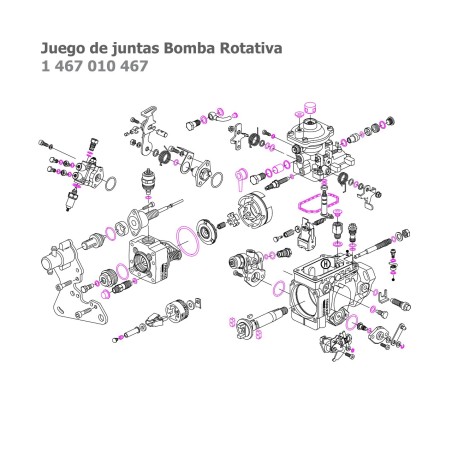 Juego de juntas de bomba rotativa Diesel VE Bosch 1467010467, 2856074, 93161531, 9947021, 9950888, 9968182, 5001183547, LDFF0006