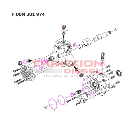 Juego kit de juntas de bomba Diesel CP3 Common Rail Bosch F00N201974, LDFF0092