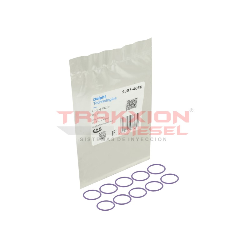 Juego de 10 Liga tórica 9307-403U de inyector Diesel Delphi para JCB T4 4.8L, KIA 33805-2A700