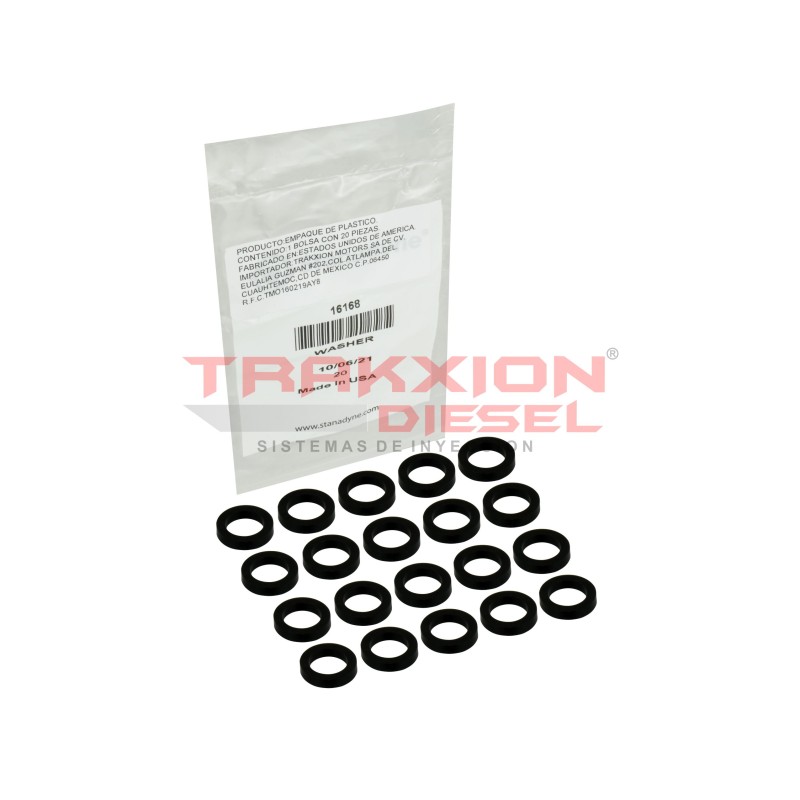 Set de 20 arandela negra 16168, 18029 de inyector Diesel Stanadyne para John Deere R34764