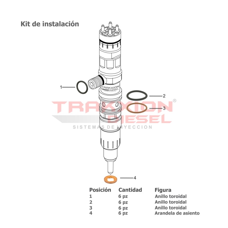 6 Kits de ligas de instalación de inyector Diesel para DD13 DD15 DD16 Detroit, Cascadia Freightliner, Actros Mercedes Benz