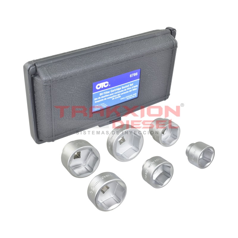 Juego de 6 dados OTC 6786 para remover cartuchos de filtro de aceite