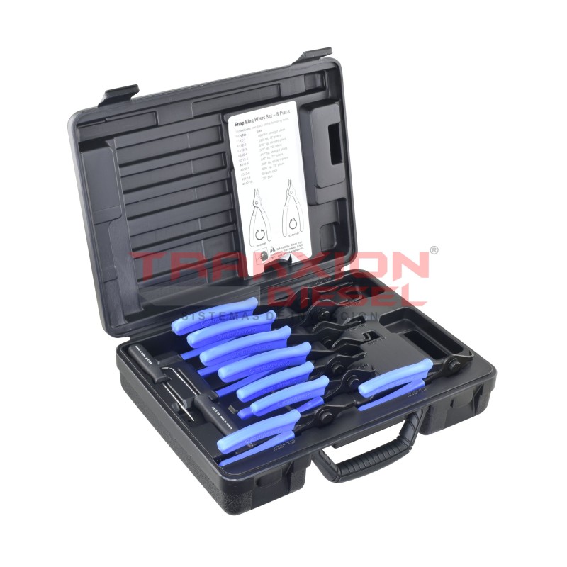 Juego de 8 pinzas para anillos de sujeción internos y externos OTC 4512