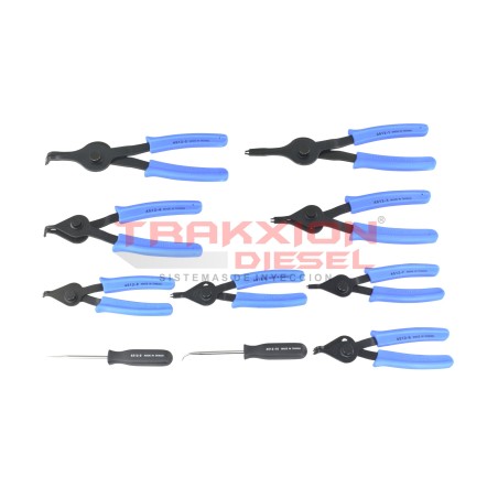 Juego de 8 pinzas para anillos de sujeción internos y externos OTC 4512