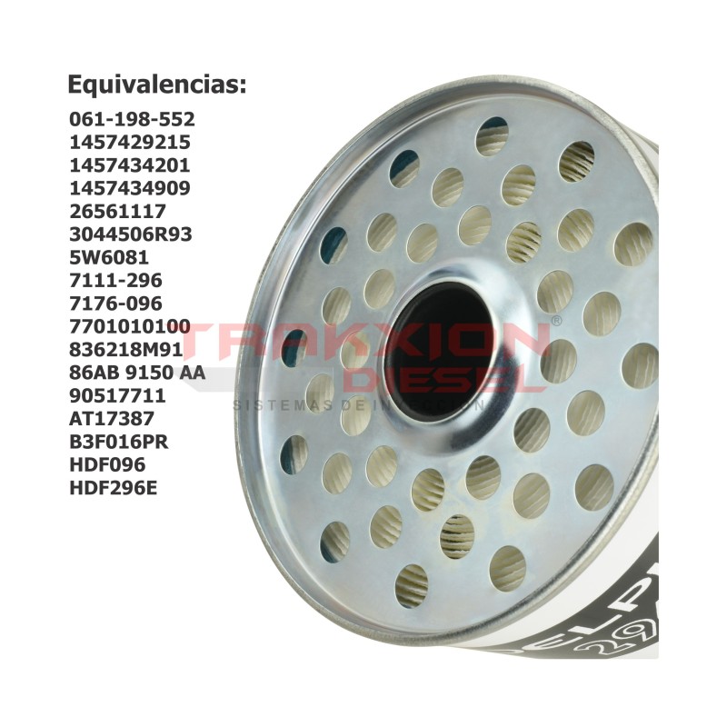 Filtro de Diesel 7111-296, 7111-296AA, HDF296 para CAV, Massey Ferguson, Perkins, 26560017, 26561117, 30451, 991032, OD11917