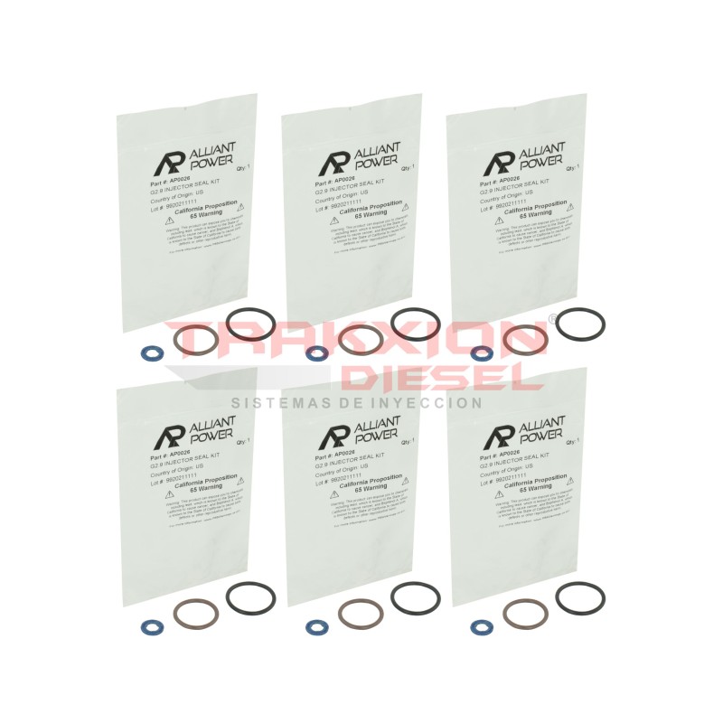 6 Juegos de juntas de inyector Diesel G2.9 i313 MaxxForce DT466E Navistar & International AP0026