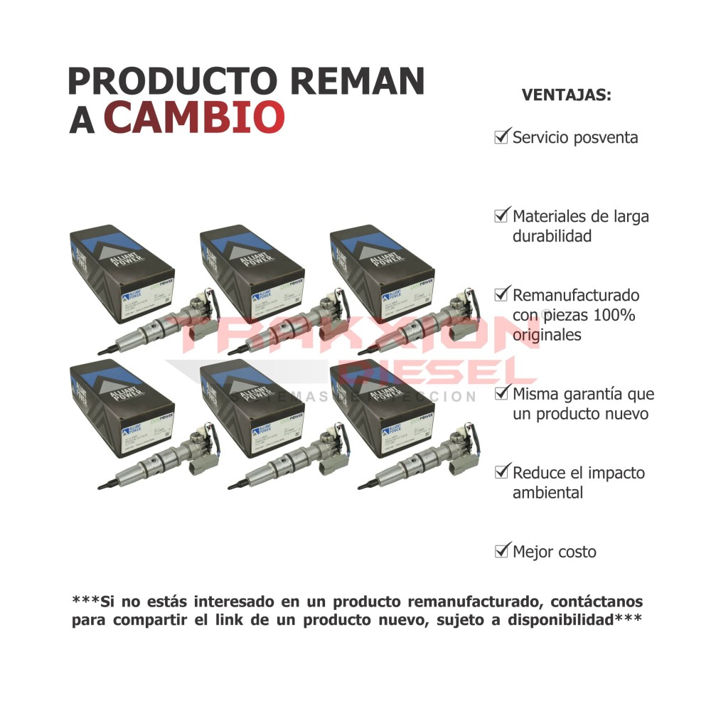 Juego de 6 inyectores HEUI G2.9 Diesel DT466E HT570 i313 MaxxForce 210-225 HP Navistar & International AP66976
