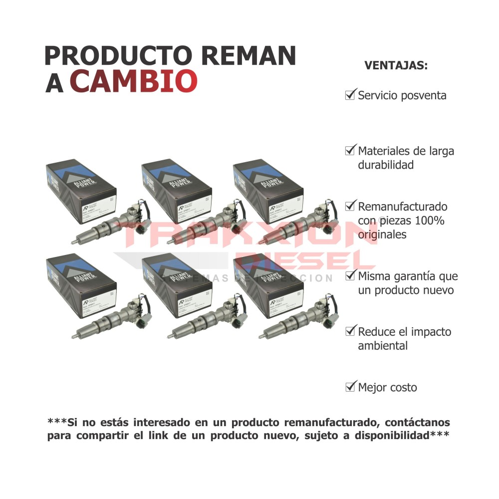 Inyector remanufacturado Diesel G2.9 HEInyector Diesel AP66977 Reman para DT466 MaxxForce Navistar 210-285 HP, 1842577C94, 50106