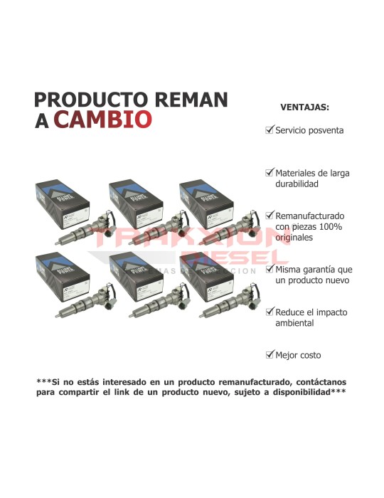 Inyector remanufacturado Diesel G2.9 HEInyector Diesel AP66977 Reman para DT466 MaxxForce Navistar 210-285 HP, 1842577C94, 50106