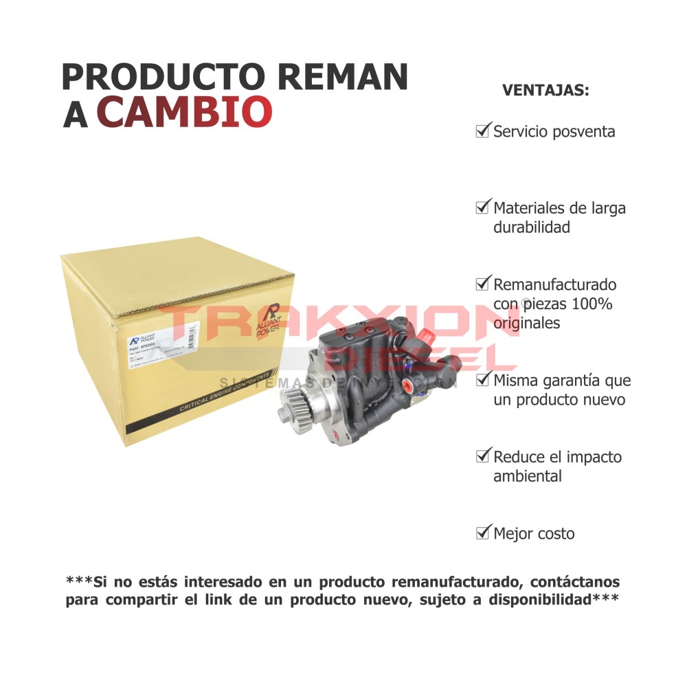 Bomba de alta presión de aceite 16cc Reman para DT570, HT570, MaxxForce Diesel, Navistar, International, 2004-2006, AP63693